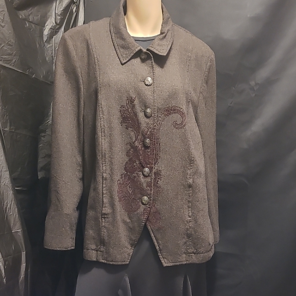EUGEN KLEIN  Elegant Brown Embroidered Women's Jacket Made In ROMANIA